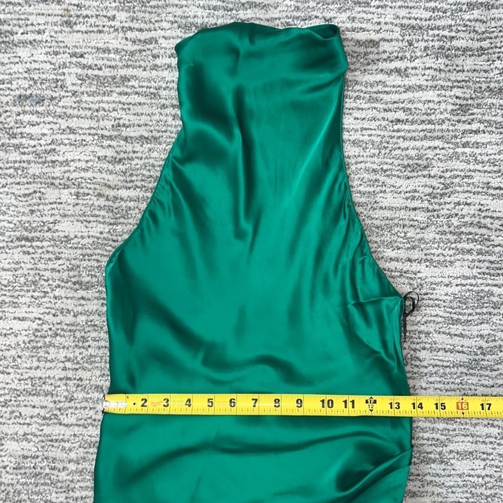 New Amanda Uprichard x Revolve Samba Gown in 100% Silk Small Emerald Dark Green - Picture 10 of 15